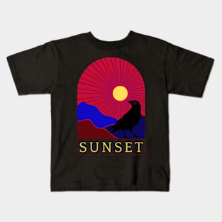 Sunset Black Bird Kids T-Shirt